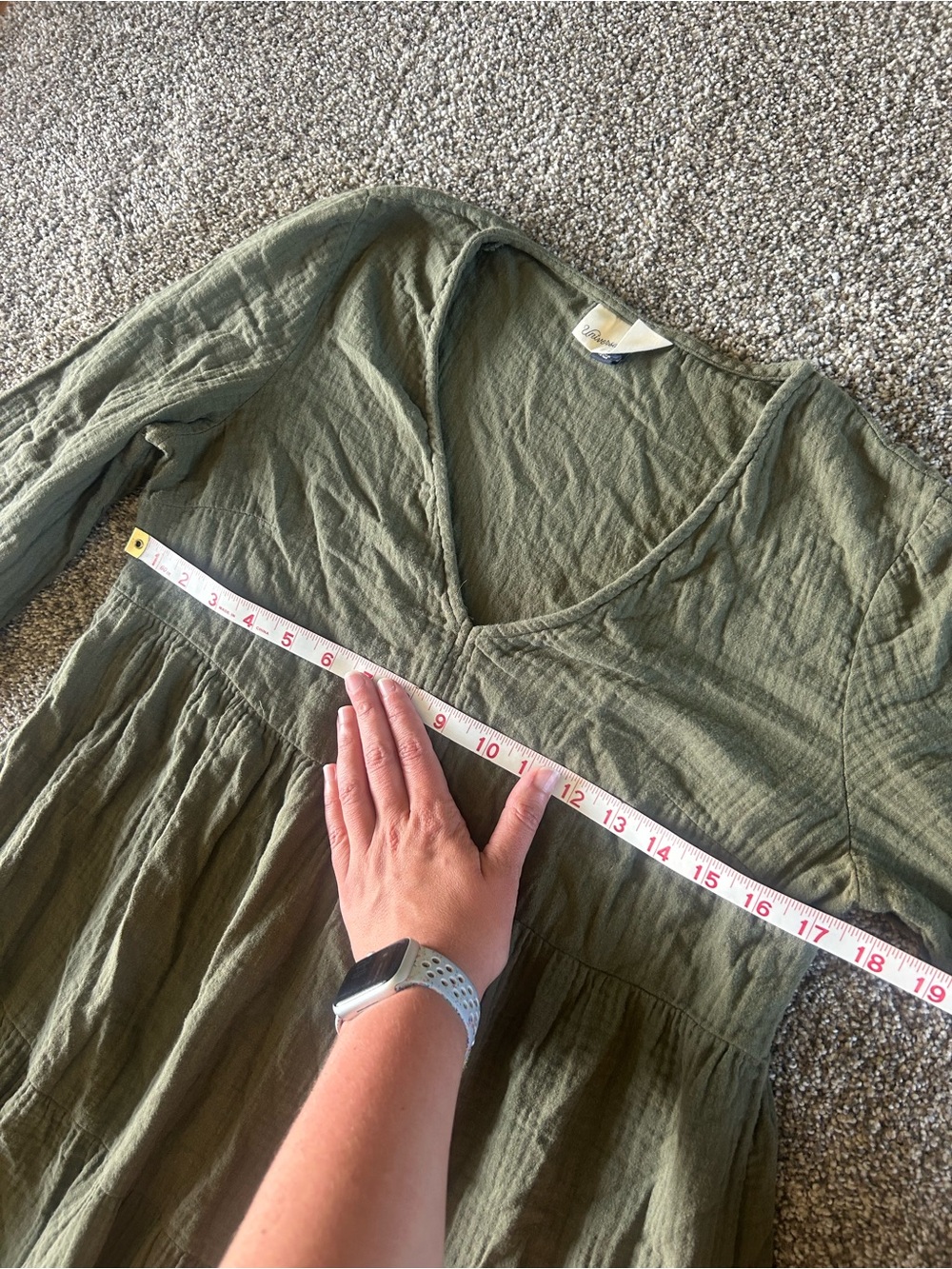 [Universal Thread] Olive Green Gauze Midi Dress Tiered - Picture 6 of 9